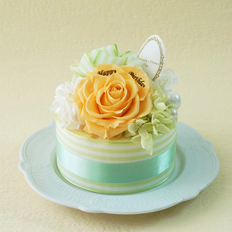 【メッセージローズ】ホールケーキ&プリザーブドフラワー≪オレンジ≫