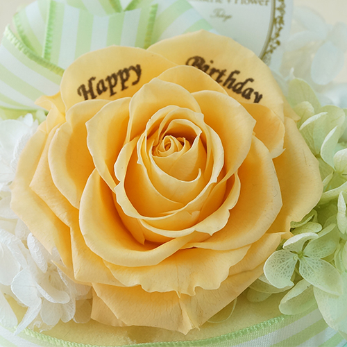 【メッセージローズ】ホールケーキ&プリザーブドフラワー≪オレンジ≫