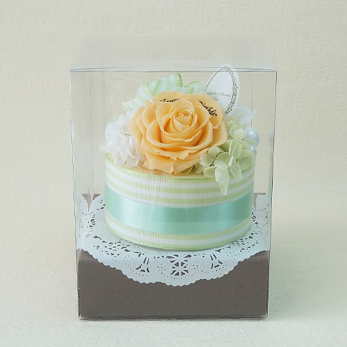 【メッセージローズ】ホールケーキ&プリザーブドフラワー≪オレンジ≫