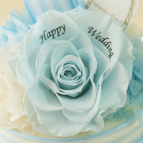 【メッセージローズ】ホールケーキ&プリザーブドフラワー≪ブルー≫