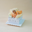 【メッセージローズ】オレンジのホイップクリームスクエアケーキ&プリザーブドフラワー≪オレンジ≫
