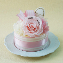 【メッセージローズ】ホールケーキ&プリザーブドフラワー≪ピンク≫