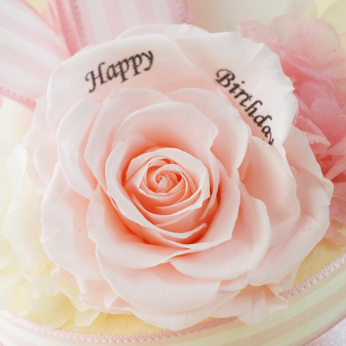 【メッセージローズ】ホールケーキ&プリザーブドフラワー≪ピンク≫