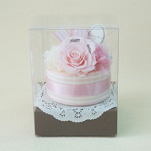 【メッセージローズ】ホールケーキ&プリザーブドフラワー≪ピンク≫