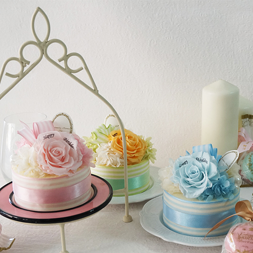 【メッセージローズ】ホールケーキ&プリザーブドフラワー≪ピンク≫