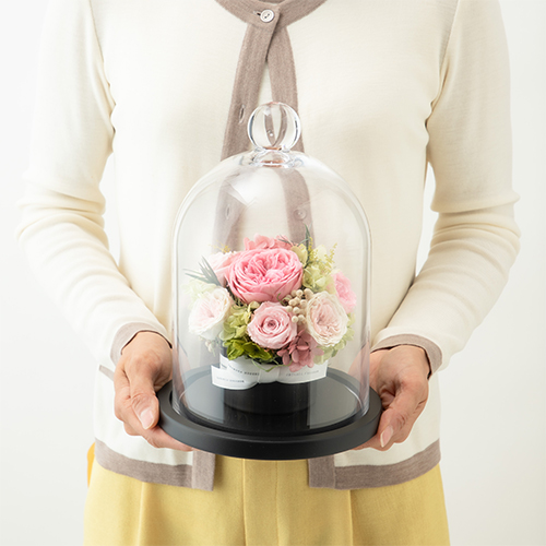 フラワードームアレンジメント　ピンクブロッサムM