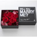 Blackボックスフラワー　プリザーブドフラワー　レッド