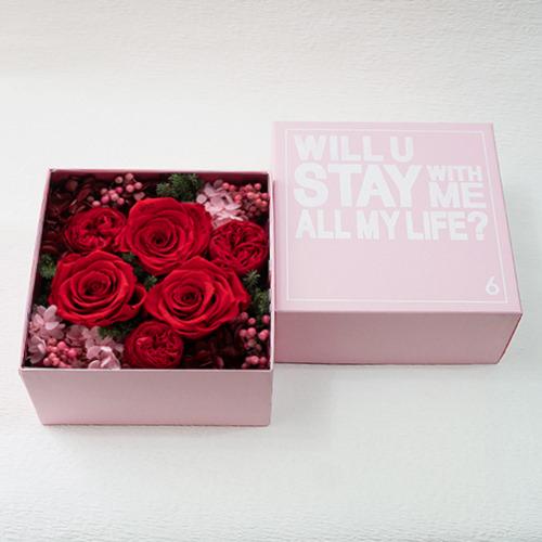 Pinkボックスフラワー　プリザーブドフラワー　レッド