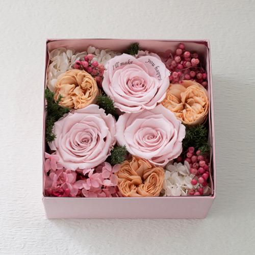 Pinkボックスフラワー　プリザーブドフラワー　ピンク