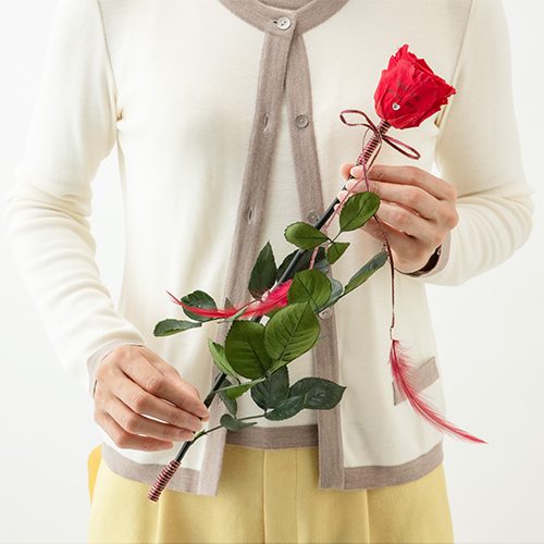 【バラ一輪】Specialダイヤモンドローズ　ロングタイプ　メッセージフラワー　レッド