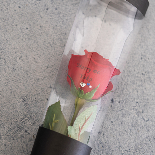 【バラ一輪】プリザーブドフラワーローズ(専用バッグ付き)≪レッド≫