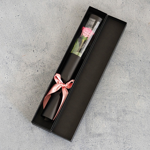 【バラ一輪】プリザーブドフラワーローズ(専用バッグ付き)≪ストロベリーピンク≫