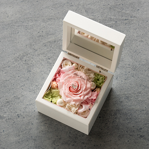 フラワージュエリー高級オルゴールBOX ピーチ (ネックレス リメイクサービス付き)