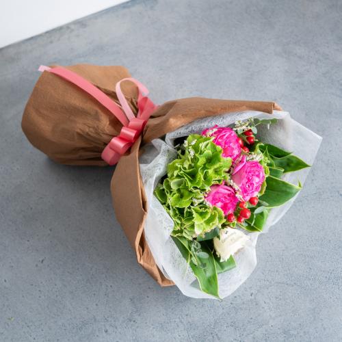 【花に記念日プリント】季節のブーケ ピンク Sサイズ