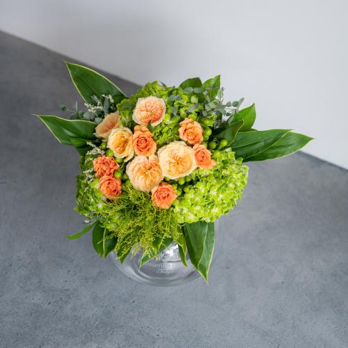 【花に記念日プリント】季節のブーケ オレンジ Lサイズ