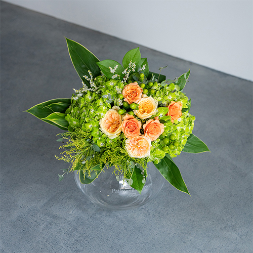 【花に記念日プリント】季節のブーケ オレンジ Mサイズ