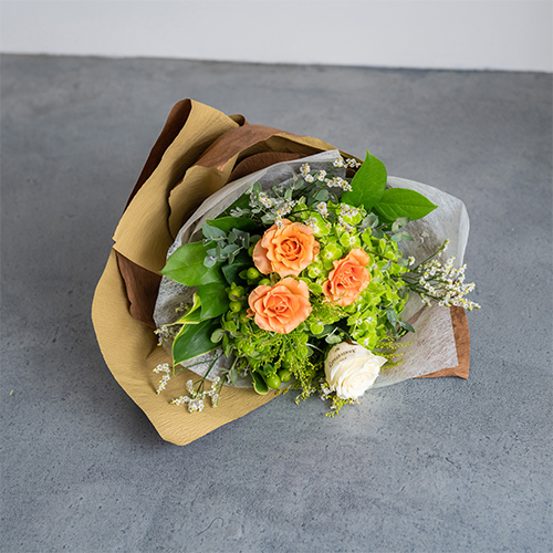 【花に記念日プリント】季節のブーケ オレンジ Sサイズ