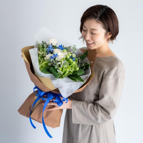 【花に記念日プリント】季節のブーケ サムシングブルー Mサイズ