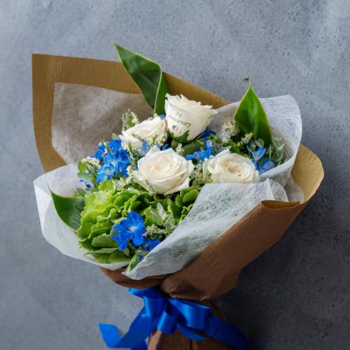 【花に記念日プリント】季節のブーケ サムシングブルー Sサイズ