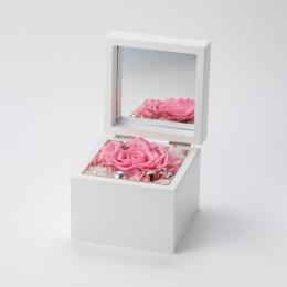 高級ホワイトオルゴールBOX お花イッパイ! プリザーブドフラワー≪ピンク&ホワイト≫