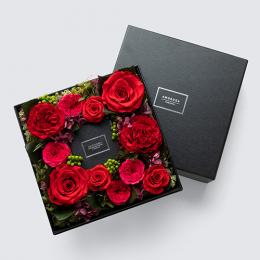 【プロポーズ】ボックスフラワー　グロリアスL　ブライトレッド