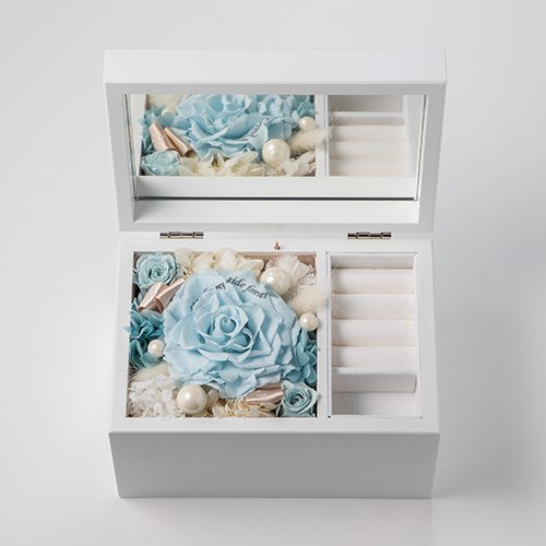 Special高級オルゴール　ジュエリーボックス≪ブルー≫プリザーブドフラワー