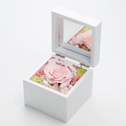 高級ホワイトオルゴールBOX お花イッパイ!プリザーブドフラワー≪ピーチ≫