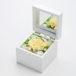 高級ホワイトオルゴールBOX お花イッパイ!プリザーブドフラワー≪リモーネ≫