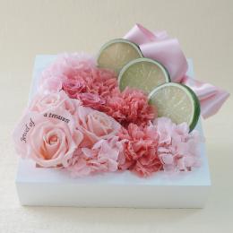 【メッセージローズ】フレッシュフレームプリザーブドフラワーアレンジM≪ピンク≫