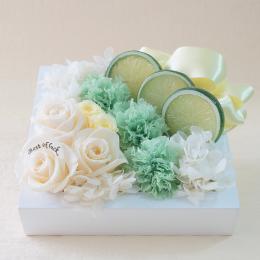 【メッセージローズ】フレッシュフレームプリザーブドフラワーアレンジM≪イエロー≫