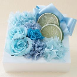 【メッセージローズ】フレッシュフレームプリザーブドフラワーアレンジS≪ブルー≫